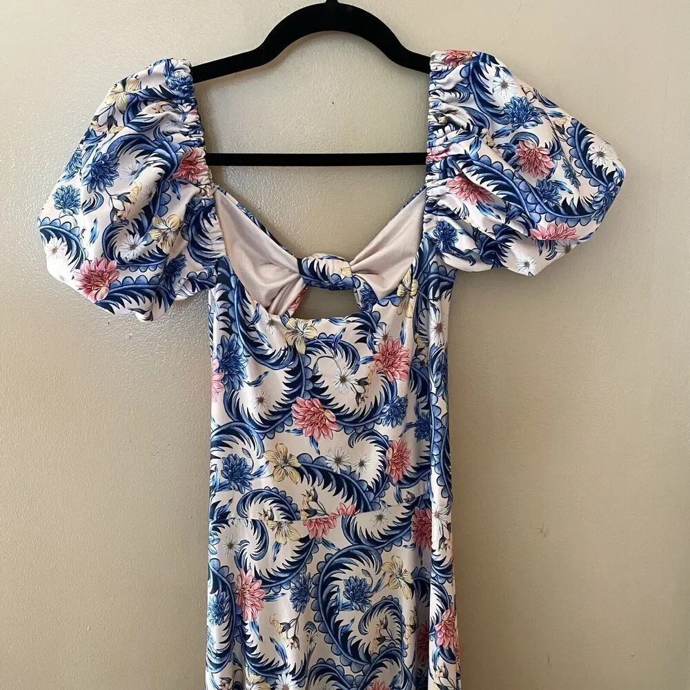 Agua Bendita Blue and Pink Floral Maxi Dress - Picture 11 of 13